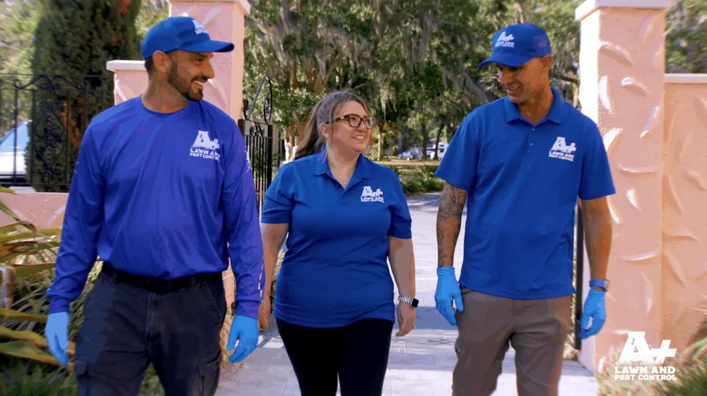 The A+ Lawn & Pest Control team on the job